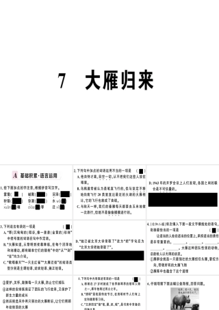 （河南专版）春八年级语文下册 第二单元 7 大雁归来习题课件 新人教版-新人教版初中八年级下册语文课件
