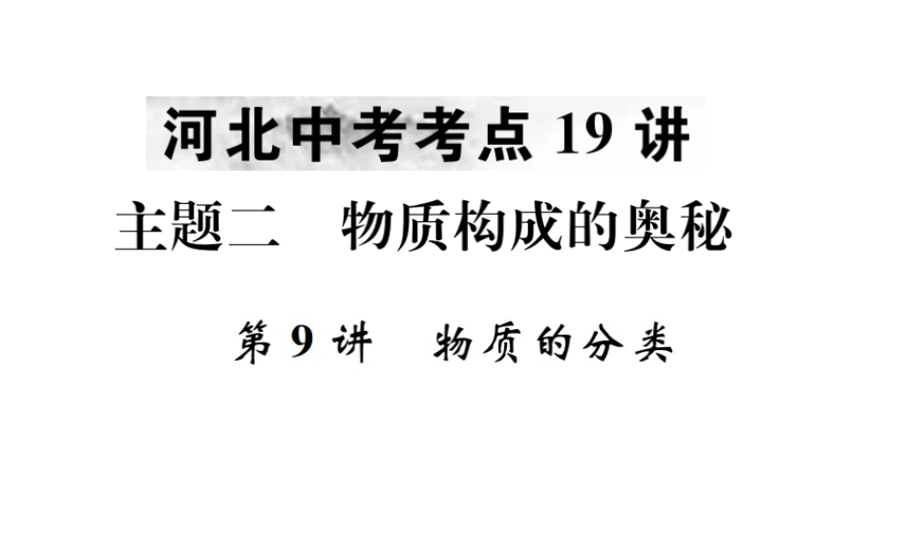 （河北专版）中考化学复习 主题二 物质构成的奥秘 第9讲 物质的分类课件-人教版初中九年级全册化学课件