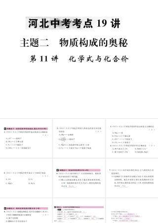 （河北专版）中考化学复习 主题二 物质构成的奥秘 第11讲 化学式与化合价课件-人教版初中九年级全册化学课件