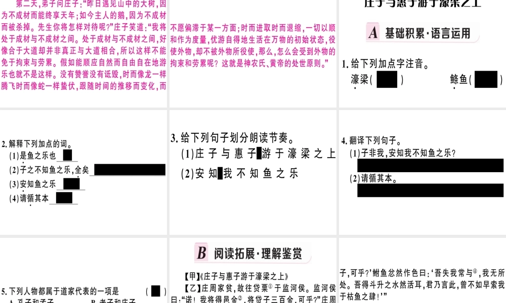 （河南专版）春八年级语文下册 第六单元 21 庄子二则习题课件 新人教版-新人教版初中八年级下册语文课件