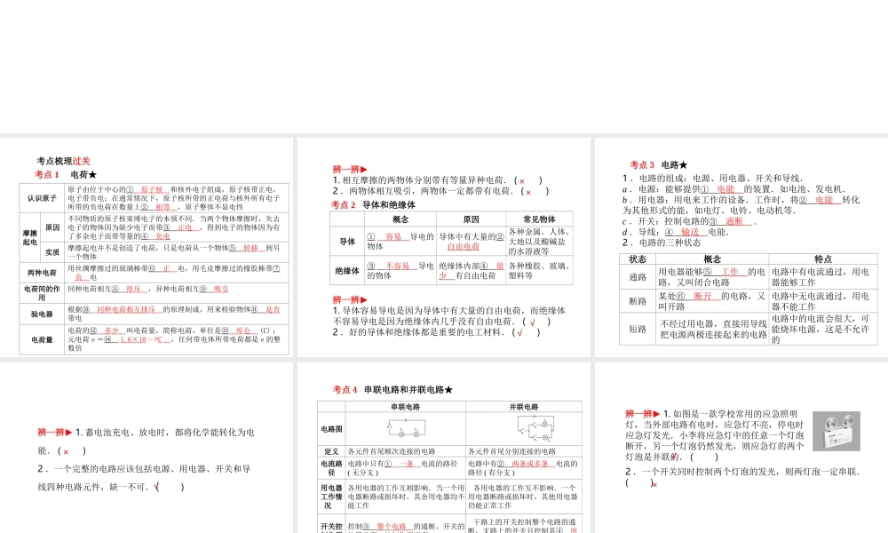 （河北专版）中考物理 第一部分 系统复习 成绩基石 第13讲 电流  、电压、电阻课件-人教版初中九年级全册物理课件