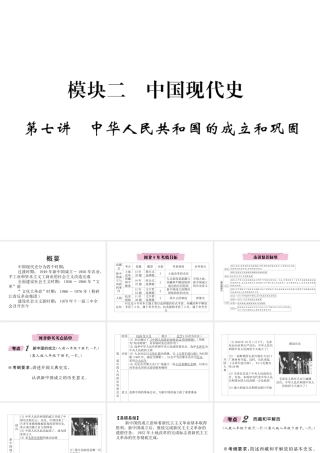 （河北专版）中考历史总复习 第7讲 中华人民共和国的成立和巩固必考考点清单课件-人教版初中九年级全册历史课件
