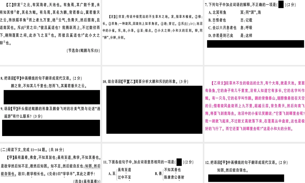 （河南专版）春八年级语文下册 第六单元检测卷习题课件 新人教版-新人教版初中八年级下册语文课件