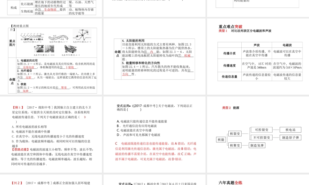 （河北专版）中考物理 第一部分 系统复习 成绩基石 第18讲 信息的传递 能源与可持续发展课件-人教版初中九年级全册物理课件