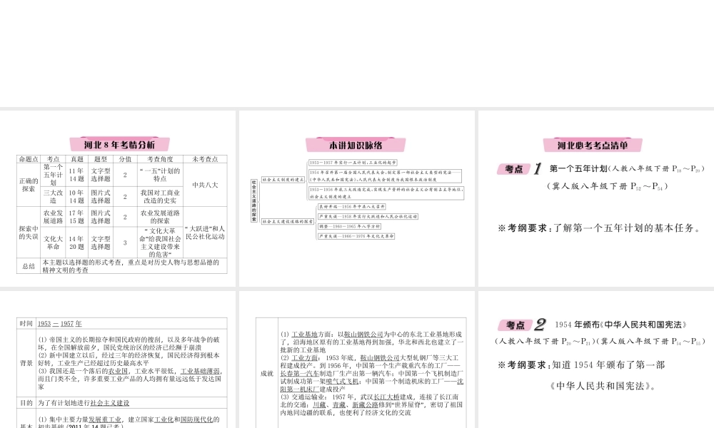 （河北专版）中考历史总复习 第8讲 社会主义道路的探索必考考点清单课件-人教版初中九年级全册历史课件
