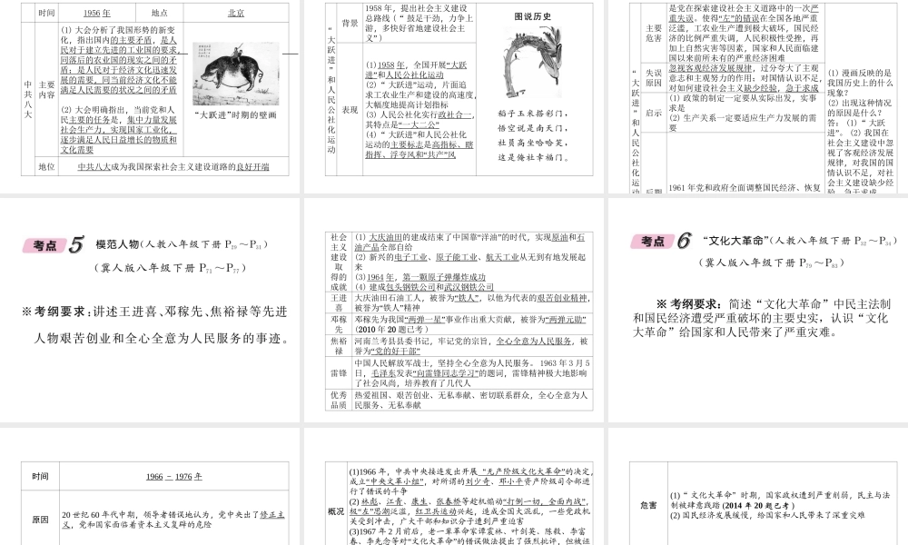 （河北专版）中考历史总复习 第8讲 社会主义道路的探索必考考点清单课件-人教版初中九年级全册历史课件