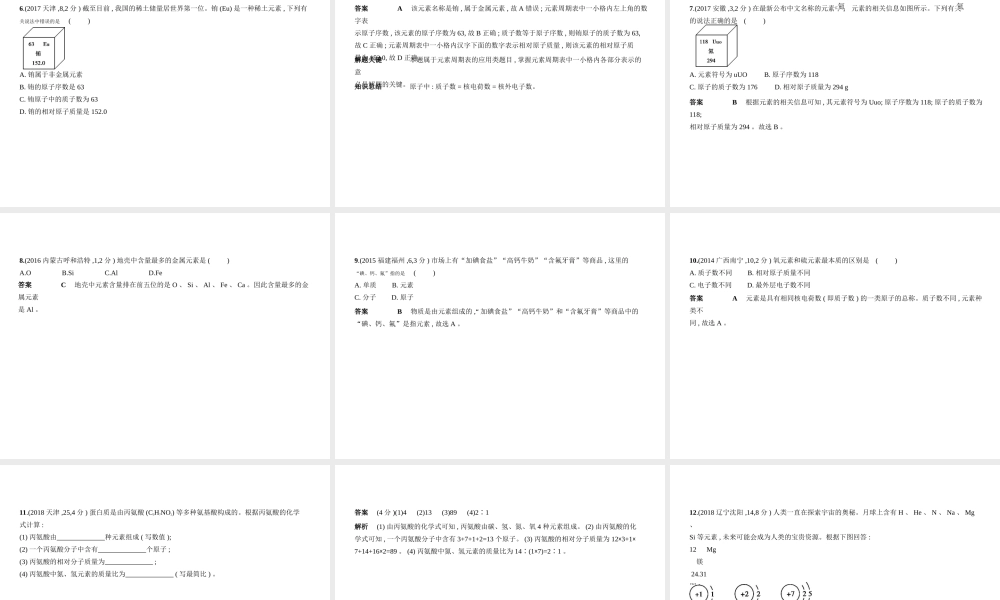 （河北专版）中考化学复习 专题八 物质的组成和分类（试卷部分）课件-人教版初中九年级全册化学课件