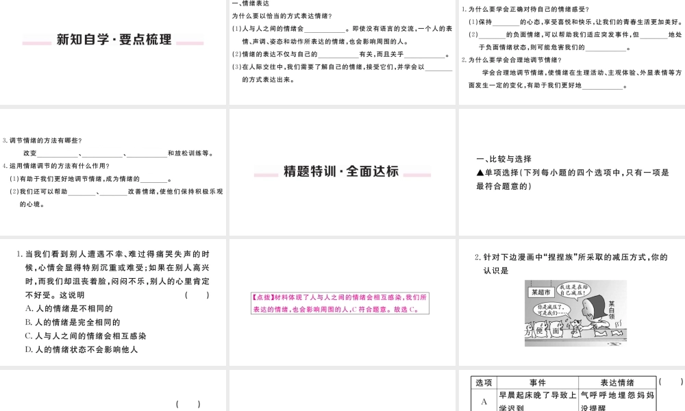 （河南专版）七年级道德与法治下册 第二单元 做情绪情感的主人 第四课 揭开情绪的面纱 第2框 情绪的管理习题课件 新人教版-新人教版初中七年级下册政治课件