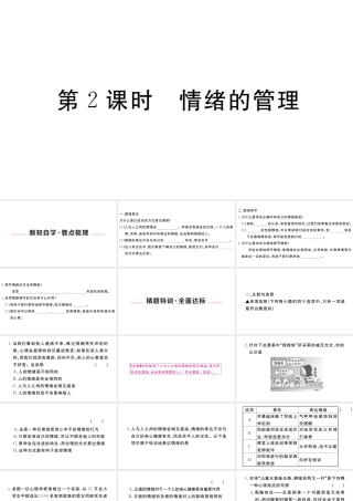 （河南专版）七年级道德与法治下册 第二单元 做情绪情感的主人 第四课 揭开情绪的面纱 第2框 情绪的管理习题课件 新人教版-新人教版初中七年级下册政治课件