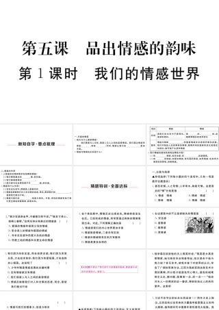 （河南专版）七年级道德与法治下册 第二单元 做情绪情感的主人 第五课 品出情感的韵味 第1框 我们的情感世界习题课件 新人教版-新人教版初中七年级下册政治课件