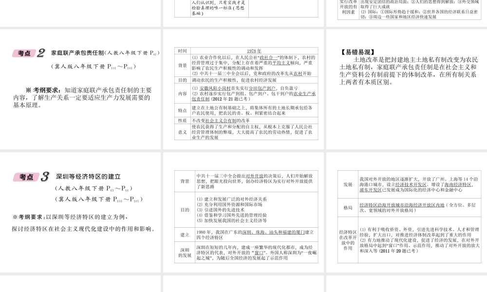 （河北专版）中考历史总复习 第9讲 建设有中国特色的社会主义必考考点清单课件-人教版初中九年级全册历史课件