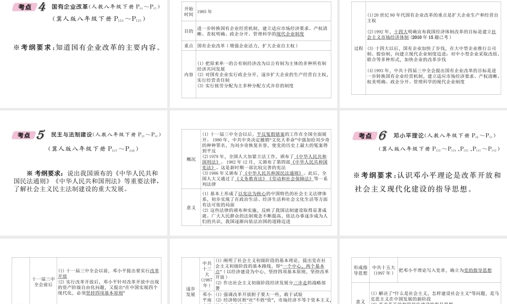 （河北专版）中考历史总复习 第9讲 建设有中国特色的社会主义必考考点清单课件-人教版初中九年级全册历史课件