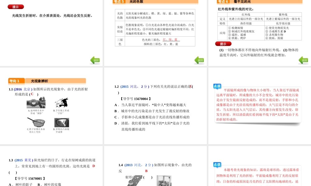（河北专版）中考物理总复习 第2讲 光现象课件-人教版初中九年级全册物理课件