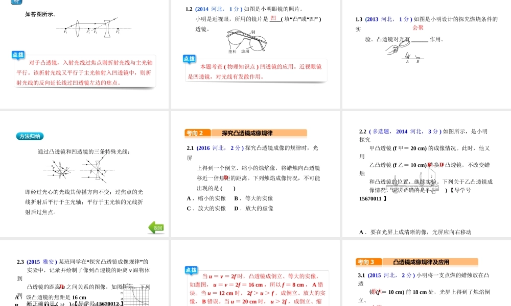 （河北专版）中考物理总复习 第3讲 透镜及其应用课件-人教版初中九年级全册物理课件