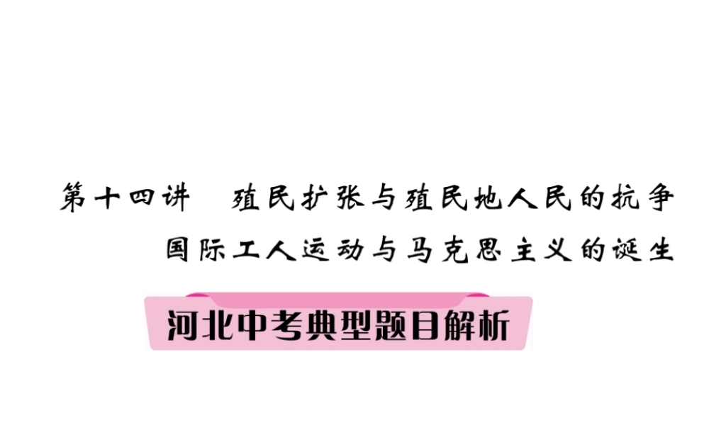 （河北专版）中考历史总复习 第14讲 殖民扩张与殖民地人民的抗争 国际工人运动与马克思主义的诞生典型题目解析课件-人教版初中九年级全册历史课件