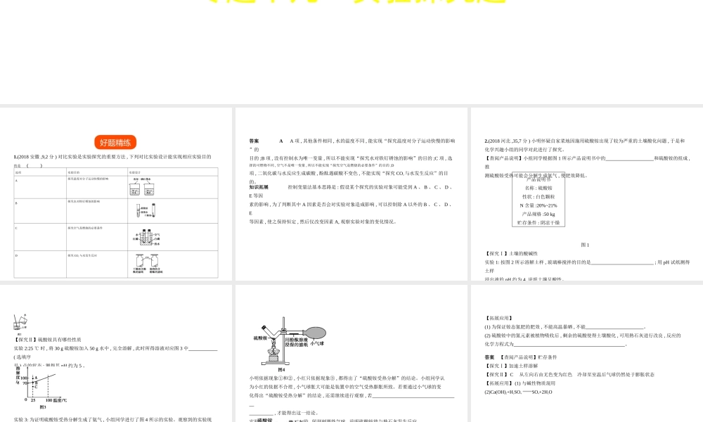 （河北专版）中考化学复习 专题十九 实验探究题（试卷部分）课件-人教版初中九年级全册化学课件