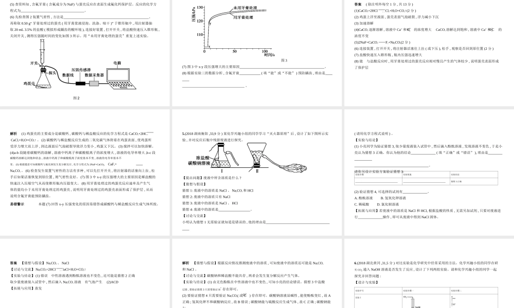 （河北专版）中考化学复习 专题十九 实验探究题（试卷部分）课件-人教版初中九年级全册化学课件