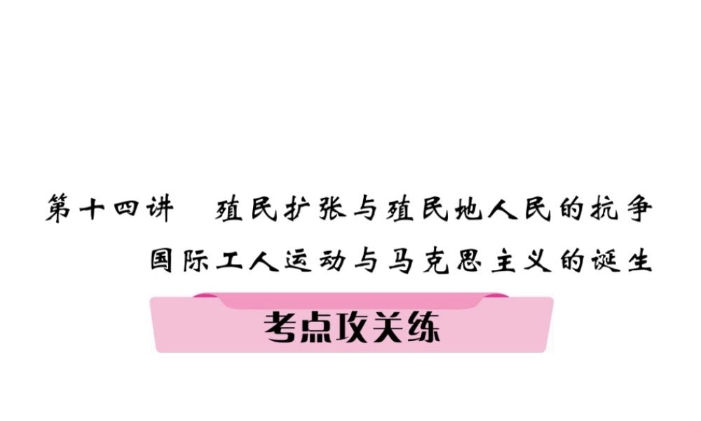 （河北专版）中考历史总复习 第14讲 殖民扩张与殖民地人民的抗争 国际工人运动与马克思主义的诞生考点攻关练课件-人教版初中九年级全册历史课件