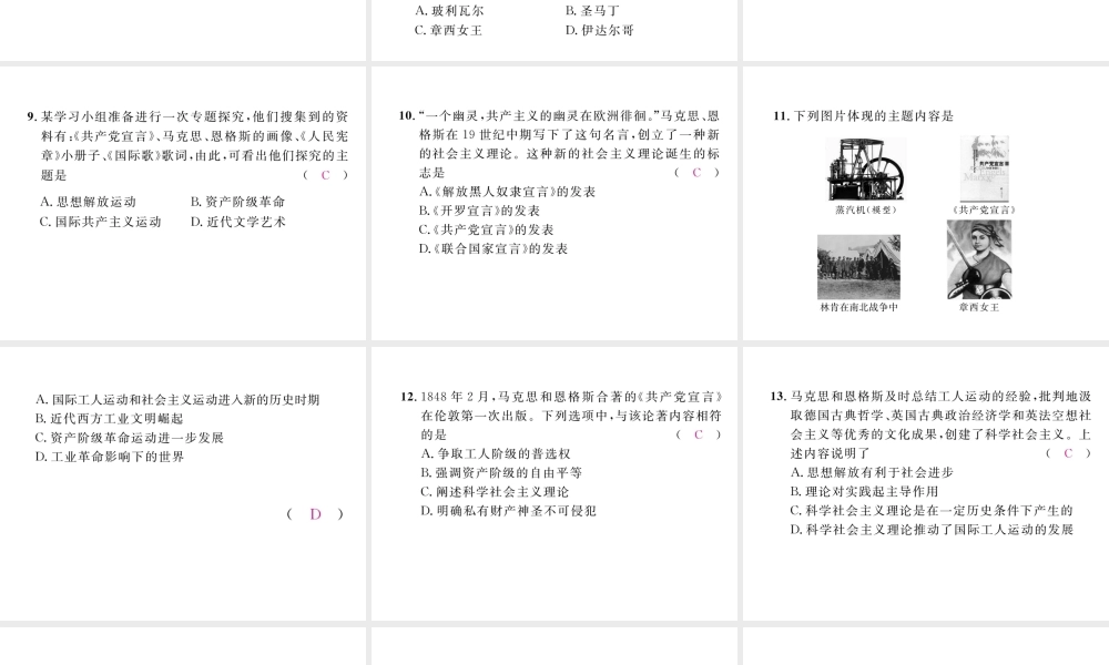 （河北专版）中考历史总复习 第14讲 殖民扩张与殖民地人民的抗争 国际工人运动与马克思主义的诞生考点攻关练课件-人教版初中九年级全册历史课件