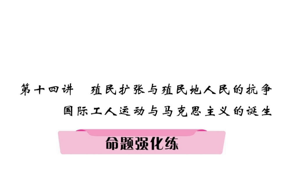 （河北专版）中考历史总复习 第14讲 殖民扩张与殖民地人民的抗争 国际工人运动与马克思主义的诞生命题强化练课件-人教版初中九年级全册历史课件