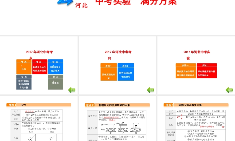 （河北专版）中考物理总复习 第10讲 固体压强 液体压强课件-人教版初中九年级全册物理课件