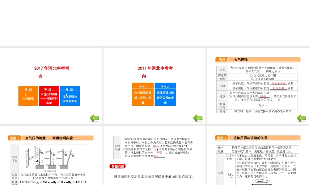 （河北专版）中考物理总复习 第11讲 气体与流体压强课件-人教版初中九年级全册物理课件