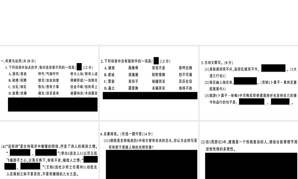 （河南专版）春八年级语文下册 第五单元检测卷习题课件 新人教版-新人教版初中八年级下册语文课件