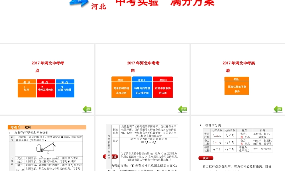 （河北专版）中考物理总复习 第14讲 简单机械课件-人教版初中九年级全册物理课件