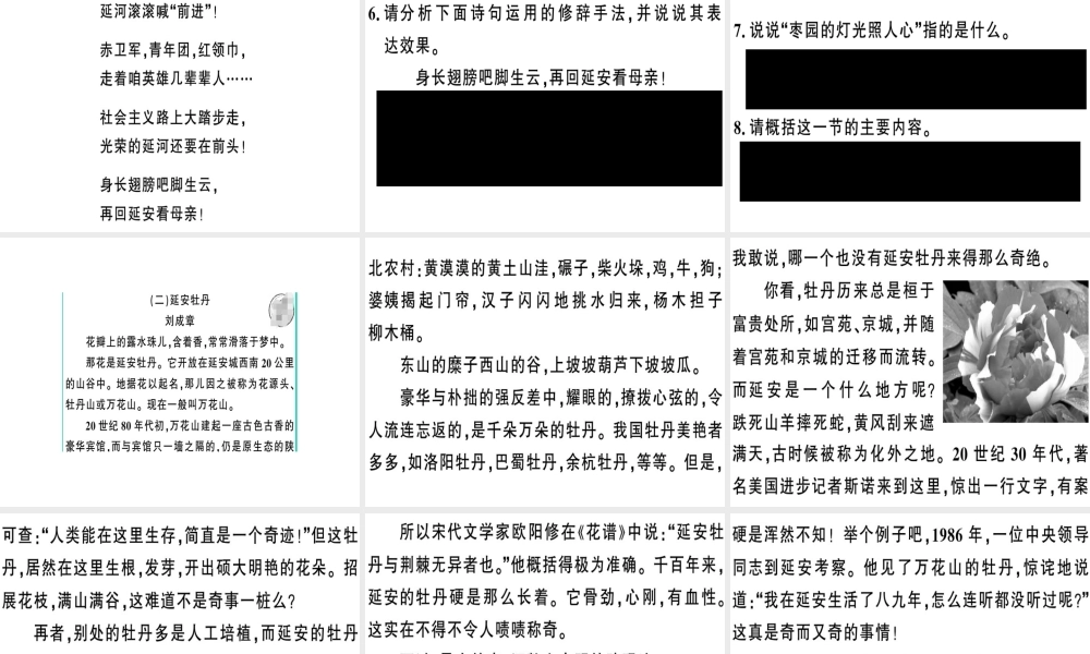 （河南专版）春八年级语文下册 第一单元 2 回延安习题课件 新人教版-新人教版初中八年级下册语文课件