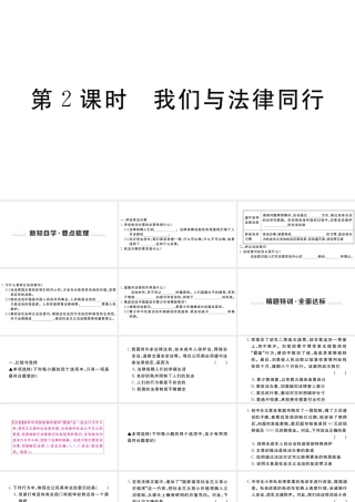（河南专版）七年级道德与法治下册 第四单元 走进法治天地 第十课 法律伴我们成长 第2框 我们与法律同行习题课件 新人教版-新人教版初中七年级下册政治课件