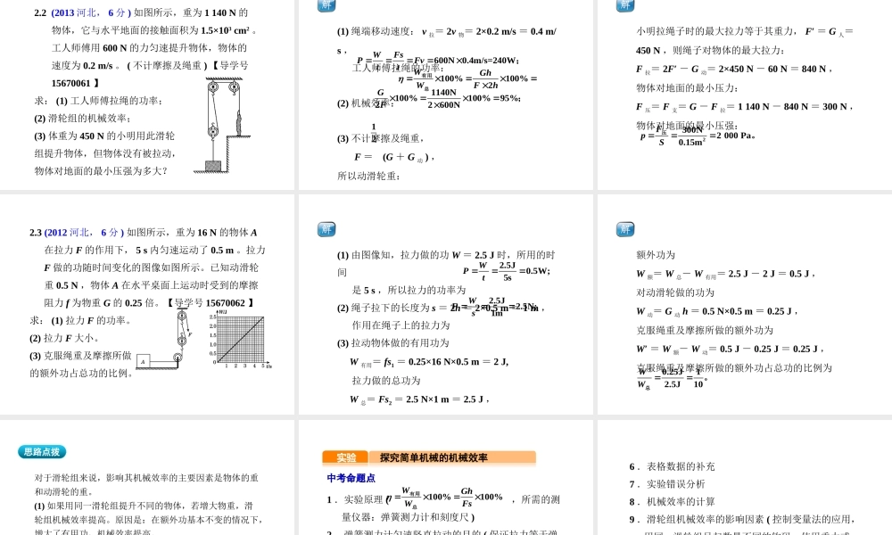 （河北专版）中考物理总复习 第15讲 机械效率课件-人教版初中九年级全册物理课件