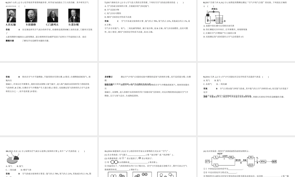 （河北专版）中考化学复习 专题一 空气 氧气（试卷部分）课件-人教版初中九年级全册化学课件