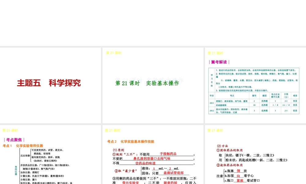 （河北专版）中考化学教材化总复习 主题五 科学探究课件 冀教版