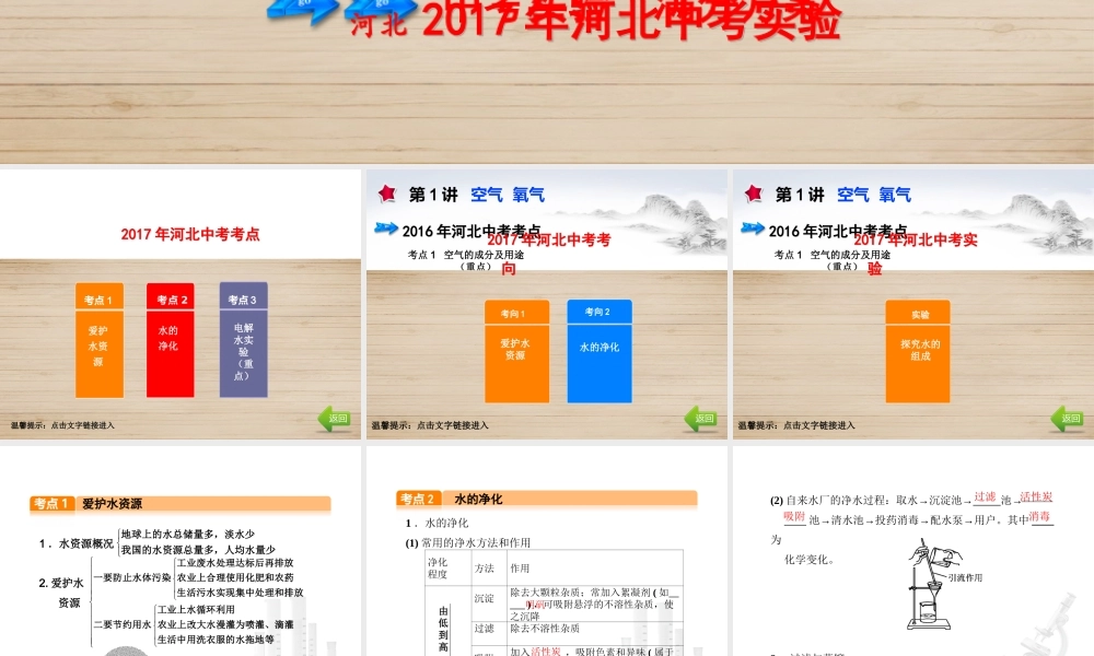 （河北专版）中考化学总复习 第1单元 身边的化学物质 第3讲 自然界的水课件-人教版初中九年级全册化学课件