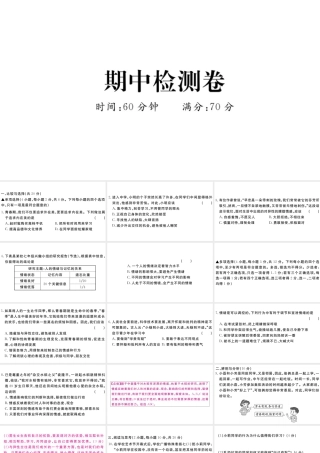 （河南专版）七年级道德与法治下册 期中检测卷课件 新人教版-新人教版初中七年级下册政治课件