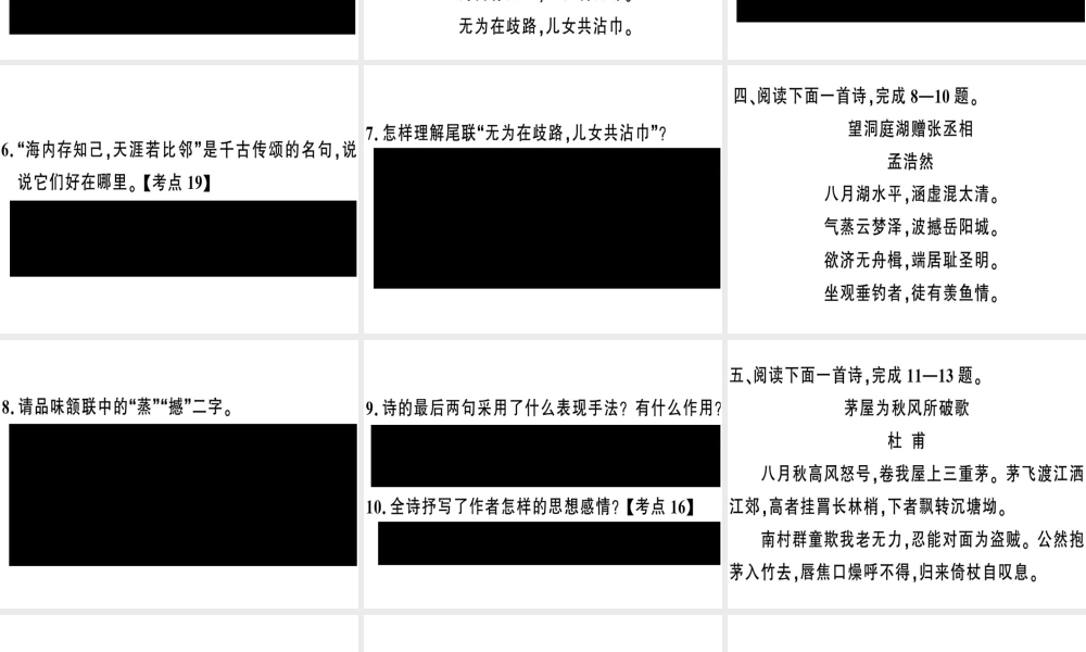 （河南专版）春八年级语文下册 期末专题复习十 古诗词鉴赏习题课件 新人教版-新人教版初中八年级下册语文课件