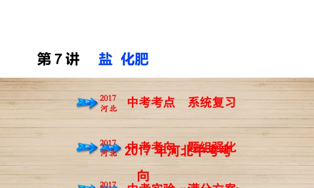 （河北专版）中考化学总复习 第1单元 身边的化学物质 第7讲 盐 化肥课件-人教版初中九年级全册化学课件