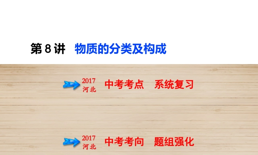 （河北专版）中考化学总复习 第2单元 物质构成的奥秘 第8讲 物质的分类及构成课件-人教版初中九年级全册化学课件
