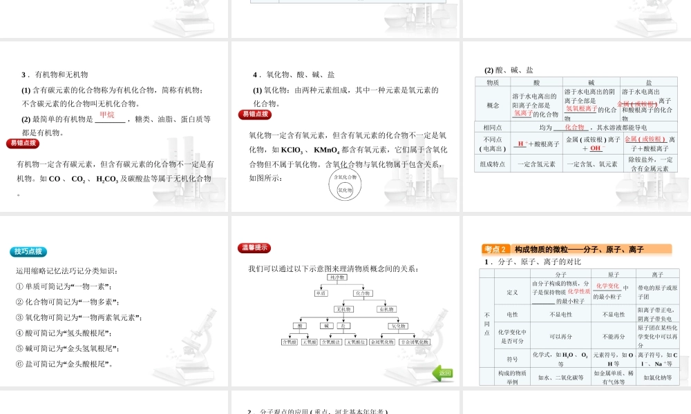 （河北专版）中考化学总复习 第2单元 物质构成的奥秘 第8讲 物质的分类及构成课件-人教版初中九年级全册化学课件