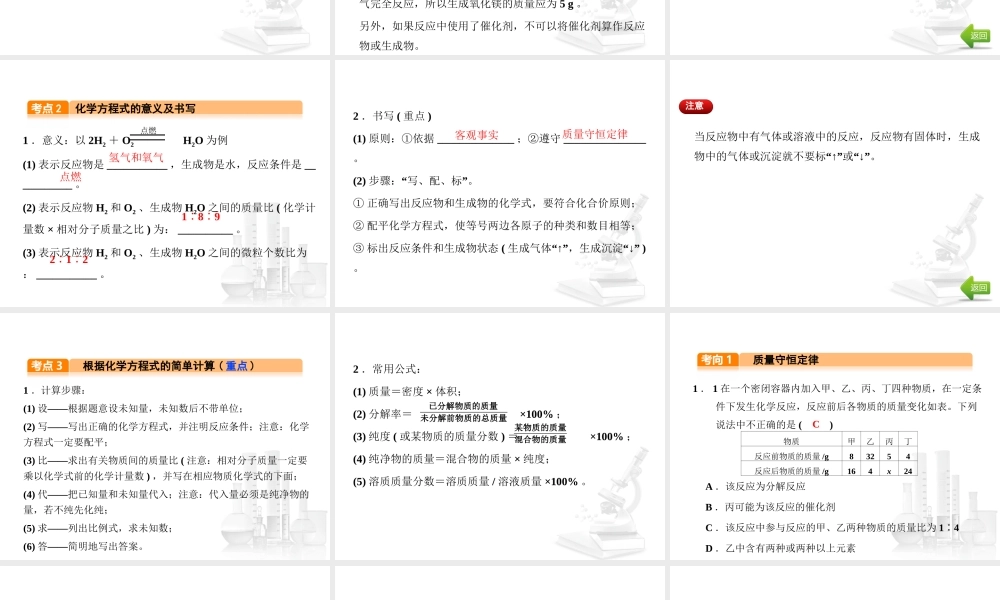 （河北专版）中考化学总复习 第3单元 物质的化学变化 第11讲 质量守恒定律及化学方程式课件-人教版初中九年级全册化学课件