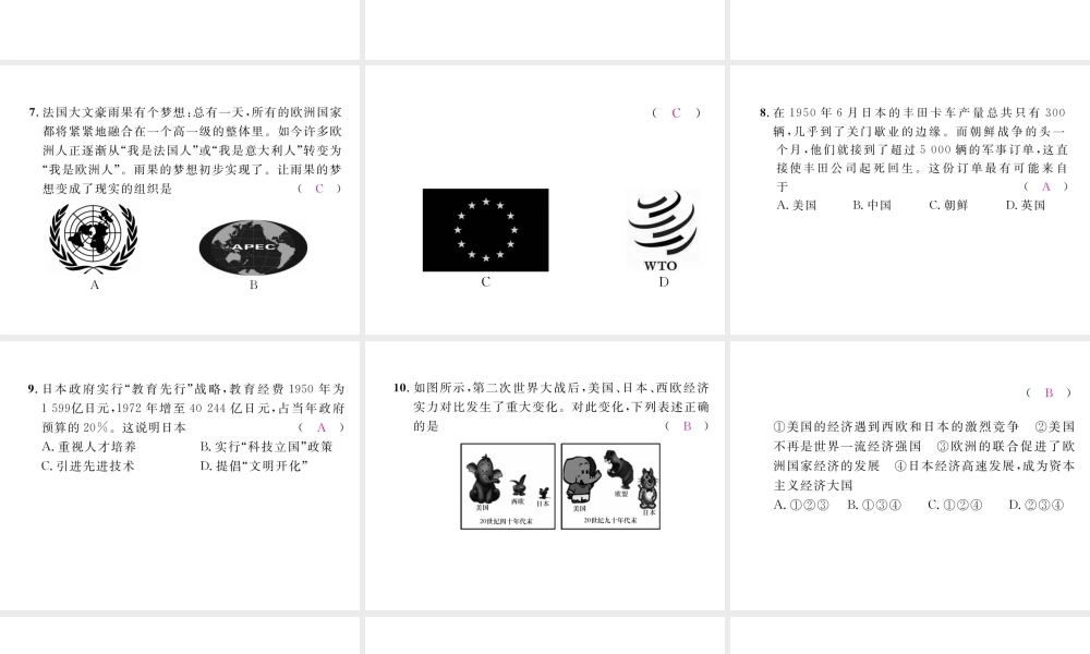 （河北专版）中考历史总复习 第21讲 战后主要资本主义国家的发展变化考点攻关练课件-人教版初中九年级全册历史课件