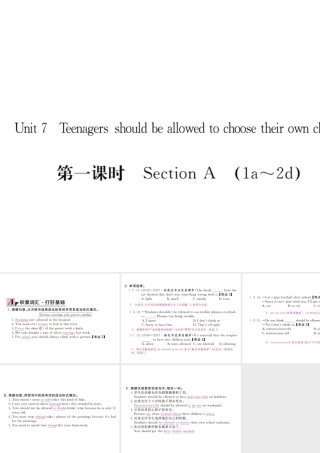 （河北专版）九年级英语全册 Unit 7 Teenagers should be allowed to choose their own clothes（第1课时）习题课件 （新版）人教新目标版-（新版）人教新目标版初中九年级全册英语课件