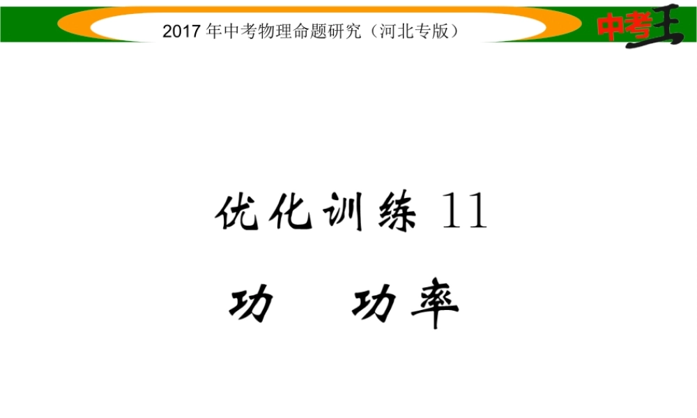 （河北专版）中考物理总复习 第一编 教材知识梳理 第八讲 功和机械能 优化训练11 功 功率课件-人教版初中九年级全册物理课件