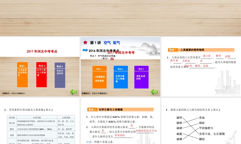 （河北专版）中考化学总复习 第4单元 化学与社会发展 第13讲 化学与生活课件-人教版初中九年级全册化学课件