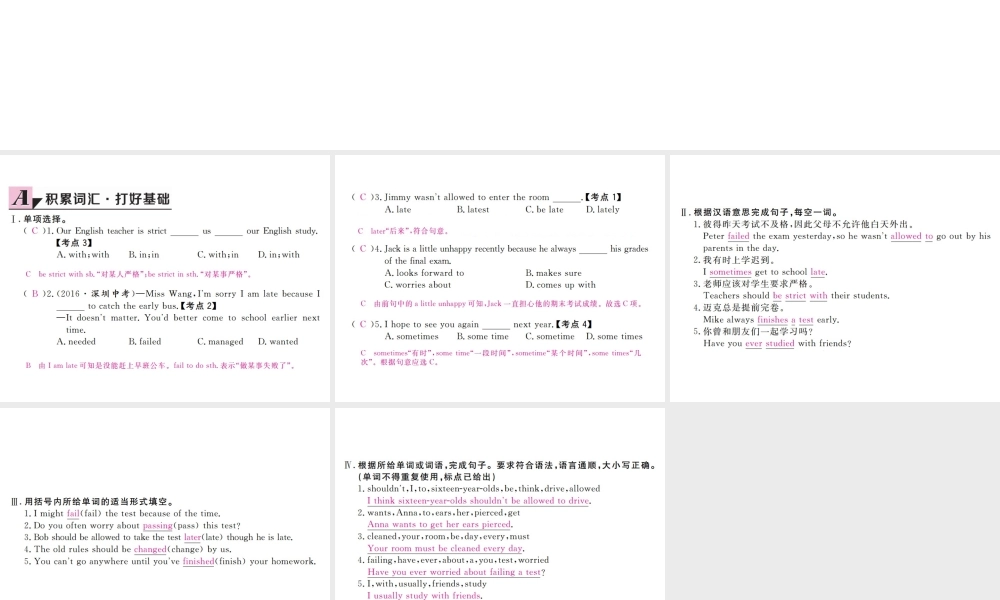 （河北专版）九年级英语全册 Unit 7 Teenagers should be allowed to choose their own clothes（第4课时）习题课件 （新版）人教新目标版-（新版）人教新目标版初中九年级全册英语课件