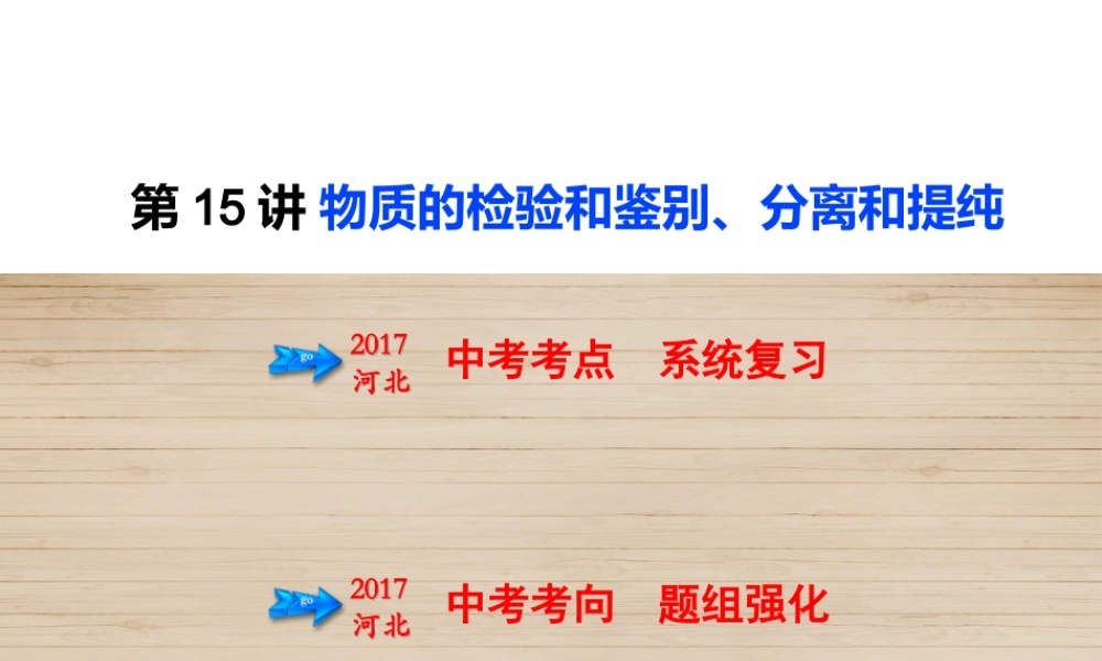 （河北专版）中考化学总复习 第5单元 科学探究 第15讲 物质的检验和鉴别、分离和提纯课件-人教版初中九年级全册化学课件