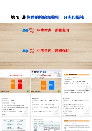 （河北专版）中考化学总复习 第5单元 科学探究 第15讲 物质的检验和鉴别、分离和提纯课件-人教版初中九年级全册化学课件