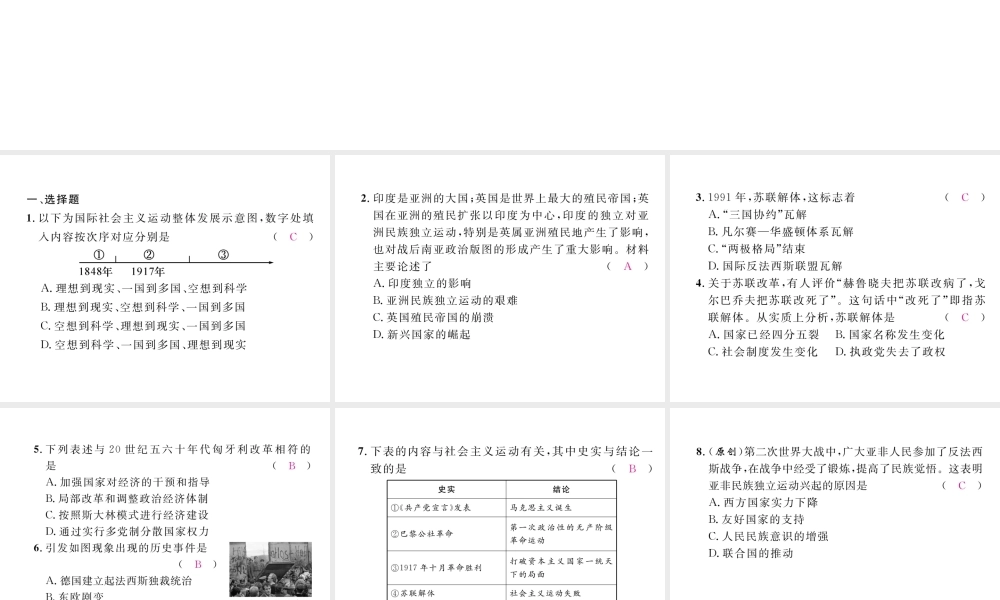 （河北专版）中考历史总复习 第22讲 社会主义国家的改革和演变 亚非拉国家的独立与振兴考点攻关练课件-人教版初中九年级全册历史课件