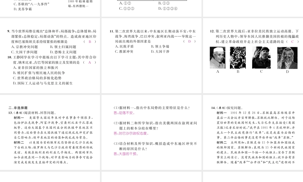 （河北专版）中考历史总复习 第22讲 社会主义国家的改革和演变 亚非拉国家的独立与振兴考点攻关练课件-人教版初中九年级全册历史课件