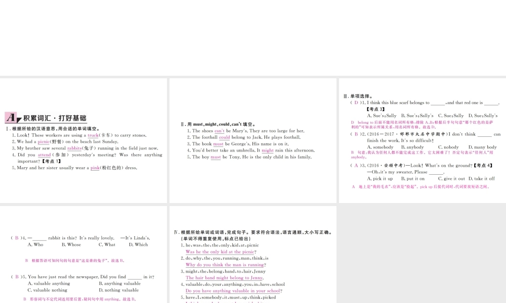 （河北专版）九年级英语全册 Unit 8 It must belong to Carla（第1课时）习题课件 （新版）人教新目标版-（新版）人教新目标版初中九年级全册英语课件